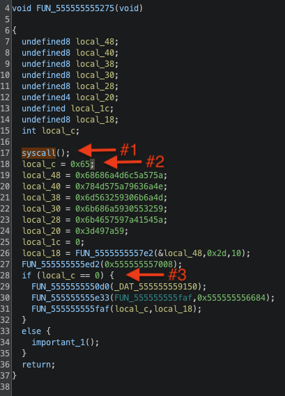 Ghidra decompilation of important_check func